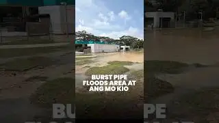 Burst pipe floods area at Ang Mo Kio