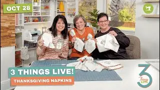 3 Things Live: DIY Thanksgiving Napkins | Serger Rolled Hem Tutorial #diydecor