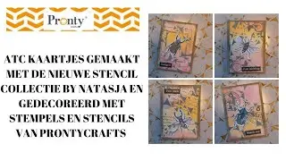 ATC kaartjes met embelishments, stempels en de nieuwe stencils collectie by Natasja 