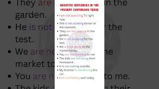 10 Negative Sentences in Present Continuous Tense | Easy English Grammar Guide