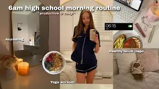 my 6am high school morning routine! 🌞🧖🏼&zwj;♀️ *productivity, yoga, healthy habits*