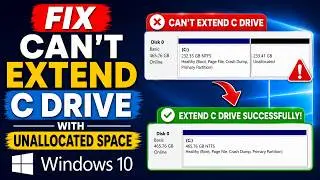 Extend C Drive Volume In Windows 10 | Fix: Can&rsquo;t Extend C Drive with Unallocated Space in Windows 10