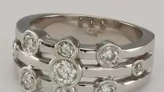 Wide Diamond Bands Diamond Right Hand Ring With Bezel Set Diamonds 14K Gold
