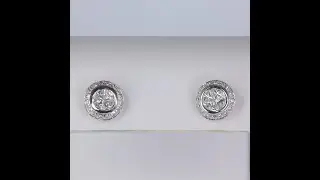14K White Gold Invisible Set Diamond Earrings 1.50 Ctw