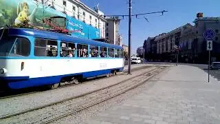 Харьковский трамвай: Tatra T3A-4047+4048 и 71-619КТ №3103 на майдане Сергеевском