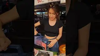 Beautiful Thai Lady Make Passion Fruit Smoothie Thai Street Food