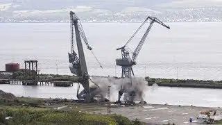 Inchgreen Dock cranes demolished by a controlled explosion