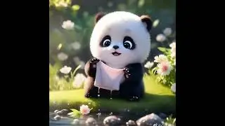 Cute Panda washing clothes