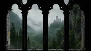 Framic window views - 4K Rainy Medieval Castle Window View - Cozy Thunderstorm Sounds