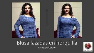 Blusa con lazadas en horquilla a crochet
