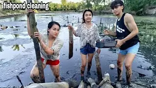 fishpond cleaning/farm/rural life/probinsyana life/cleaning