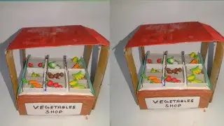 Village vegetable 🥒🍆shop Making with cardboard 🌿🌿🍆🥒