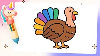 Draw a Cute Turkey! 🎨 | Easy Steps for Kids! | #howtodraw #drawingforkids