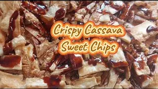 පොඩි බඩගින්නට රස කෑමක් |How To make Cassava Sweet Crispy Chips | #cassavachips #sparklytiana #sweets