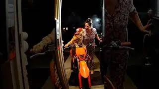 Cat Revvs a Dirt Bike at Midnight 😹#viral #cat #ai #shorts #funny #dirtbike #motorcycle #midnight