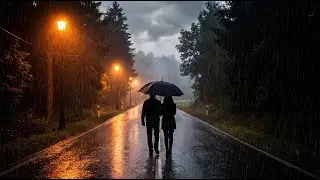 Romantic Rain Walk 🌧️ Couples Under Umbrella | Calm & Cozy Ambience