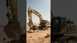 Lion vs Excavator Fight in Sahara Desert | Epic Survival Battle #lion #epicmachines #excavator