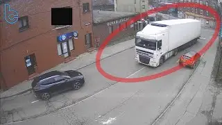 2024-03-08 g. 09:24 Ruda Śląska kochłowickie rondo - samochód ciężarowy wjechał pod prąd.