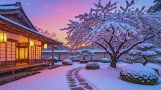 Snowy Sunset in Japan ❄️ Peaceful Piano Ambience for Deep Focus