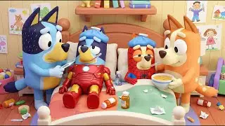 Iron Bluey & Spider-Bingo Down with the Flu! 🤒🦸&zwj;♂️ Superheroes Sick Day