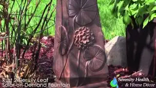 Rust Lily Leaf Two Tier Solar on Demand Fountain   F305 Rust