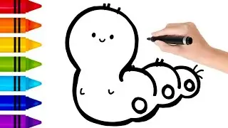 How to draw a Cute Caterpillar | Coloring & Painting for Kids and Toddlers | Step by Step Drawing 