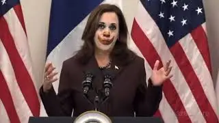 Kamala Harris looking Confused Clown World Purple Pinecone