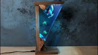 Настольная лампа из эпоксидной смолы с водолазом и морской черепахой