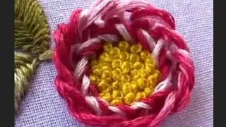 Double chain stitch,with billion knot Rose embroidery flower.A.M Arts &  designs #chain #stitch