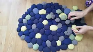 DIY Pom Pom Rug. Easy shaggy rug making. Cute and cozy rug.