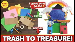 GENIUS Trash to Treasure Hacks! ♻️ DIY Rainbow Organizer