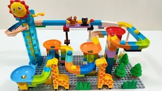 Sunny Safari Marble Run: Giraffes Guide the Rainbow Race!