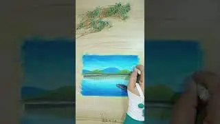 Simple lake art 💙💚 #art #pastelart #drawing #oilpastel #gambarpemandangan #danau #lake #lakeart