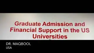 Introduction to Graduate Admission and Financial Support in USA Universities