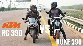 KTM RC390 VS KTM DUKE 390 LONG RACE | HIGHWAY TOP END