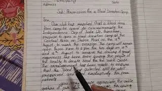 Write a letter to the Health Officer of your locality permission for blood donation camp/others camp