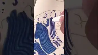 The Great Wave off Kanagawa In Line. Drawing daily. Day 13. #shorts #drawing #waves
