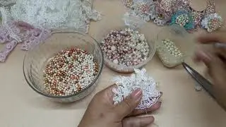 Como Hacer Centro de Flores Bordado con Perlas para decorar Flores de Tiaras Diademas o Tocados