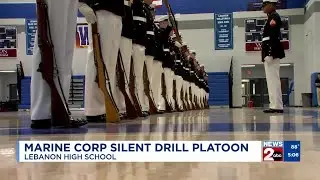 Marine Corps Silent Drill Platoon performs at Lebanon High School