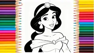 How to draw an easy princess Jasmine step by step for kids and toddlers