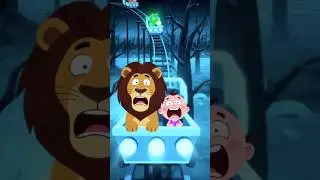 Little Lion & Kid&rsquo;s Scary Ghost Ride in Freezing Cold! 🦁👶🥶 Viral Horror Short #shorts #lion #baby