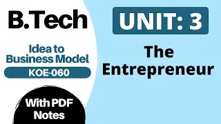 Unit 3: The Entrepreneur with PDF Notes | Idea to Business Model AKTU BTech