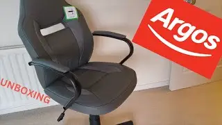 Argos Home Faux Leather Gaming Chair   Grey UNBOXING