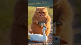 Angry Cat Meets Innocent Goose 😹 #cuteanimals #usa #cat #goose