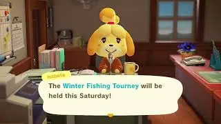 ACNH Isabelle's Announcements - Special & Event Before - Genji's Farewell And Winter Fishing Tourney