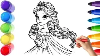Cute Princess Elsa Drawing, Painting & Coloring For Kids Toddlers_ Kids Art