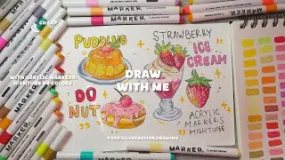 draw with me - with acrylic markers hightune | food illustration drawing