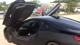 bmw i8 full wrap, matte black with gloss black tron lines,