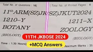 jkbose class 11th biology paper 2024 | jkbose 11th class todays Biology paper | zoology | botany