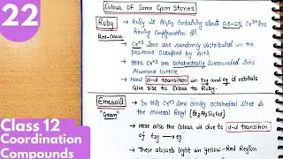 22) Colour of Ruby, Emerald gem stones| Limitation of CFT theory | Coordination Compounds Class12